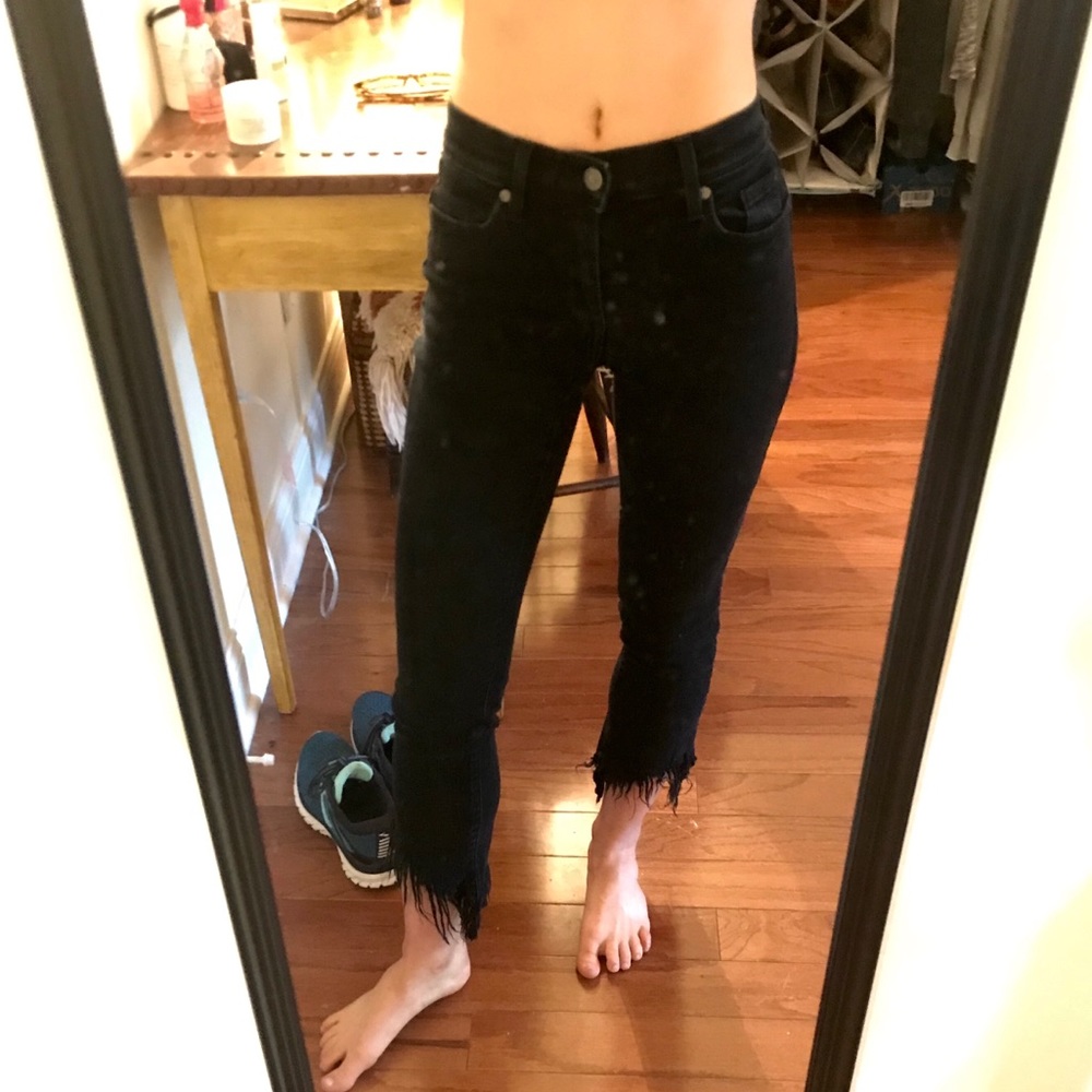 PISTOLA size 24 black distressed cropped jeans